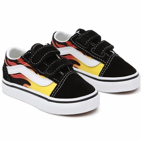 VANS Old Skool V Flame Black Sko Kids Velcro Sneakers discount
