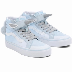 VANS SK8 Hi Unicorn Delicate Blue Silver Shoes Kids Sneakers with Laces sale