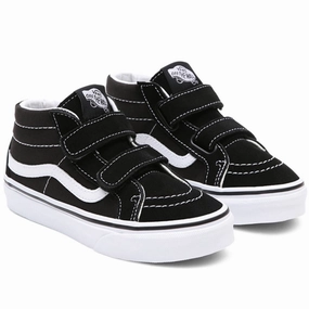 VANS SK8-Mid Reissue V Black/True White Shoes Kids Velcro Sneakers discount