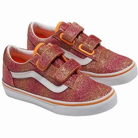 VANS Sunrise Glitter Multi/True White TD Old Skool V Sneakers Kids Velcro Sneakers discount