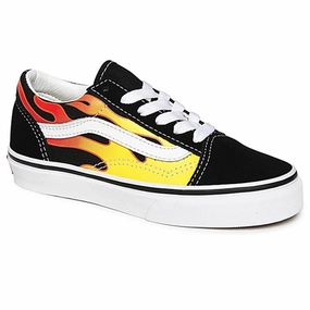 VANS UY Old Skool Flame Sneakers Black/True White Kids Sneakers with Laces sale
