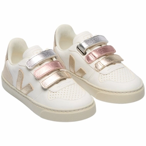 Veja Multico Extra White Shiny Small V-10 Sneakers Kids Velcro Sneakers discount