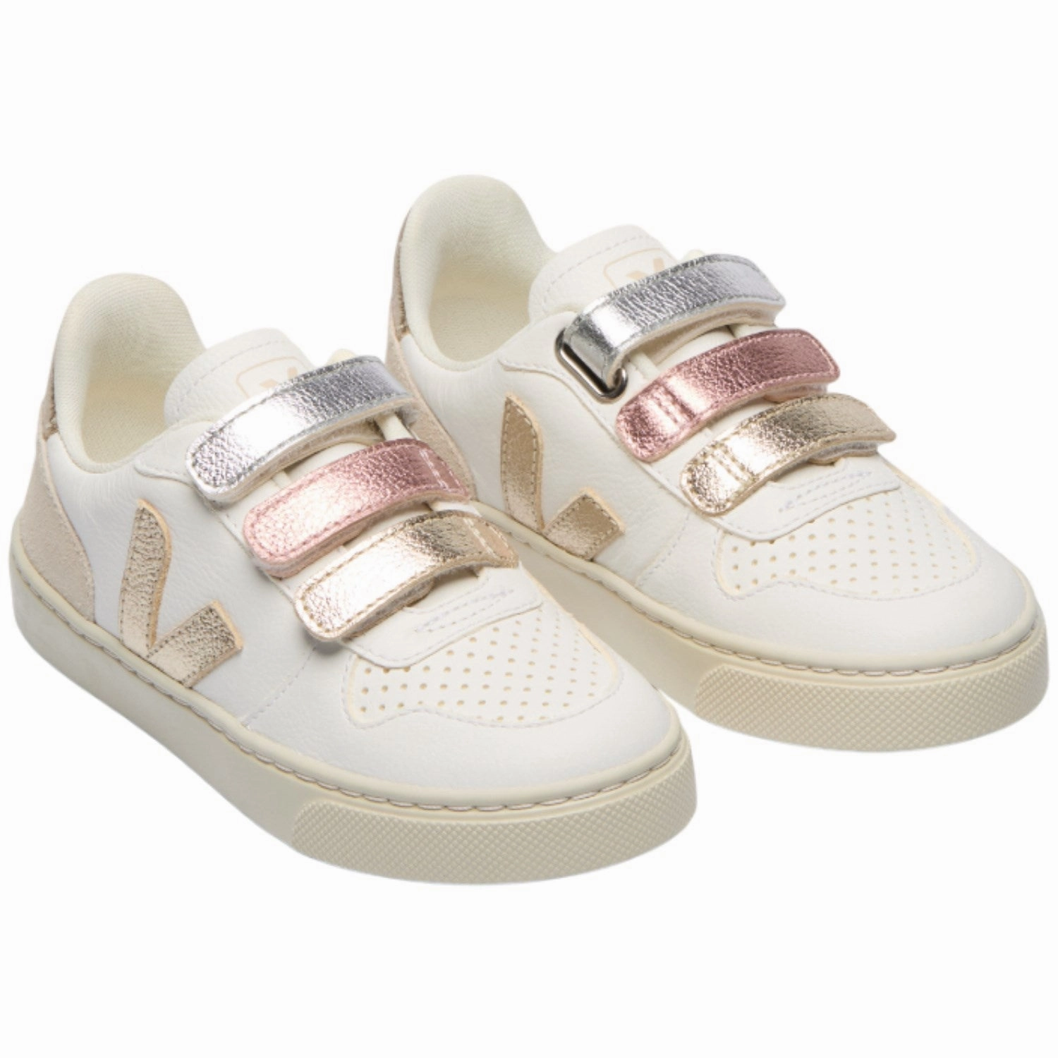 Veja Multico Extra White Shiny Small V-10 Sneakers Kids Velcro Sneakers discount