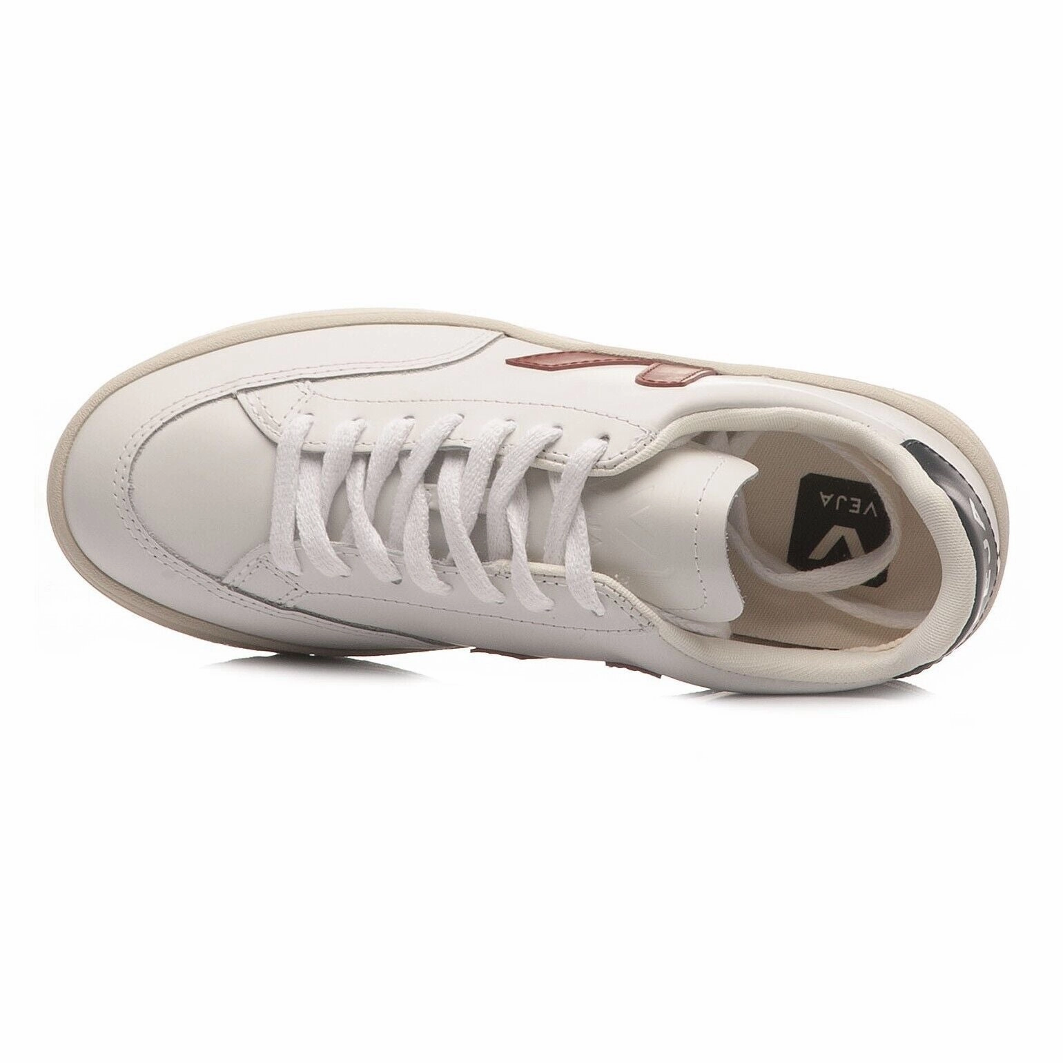 Veja V-12 XD0201955A Sneakers Women's White Marsala Leather Lifestyle Shoes