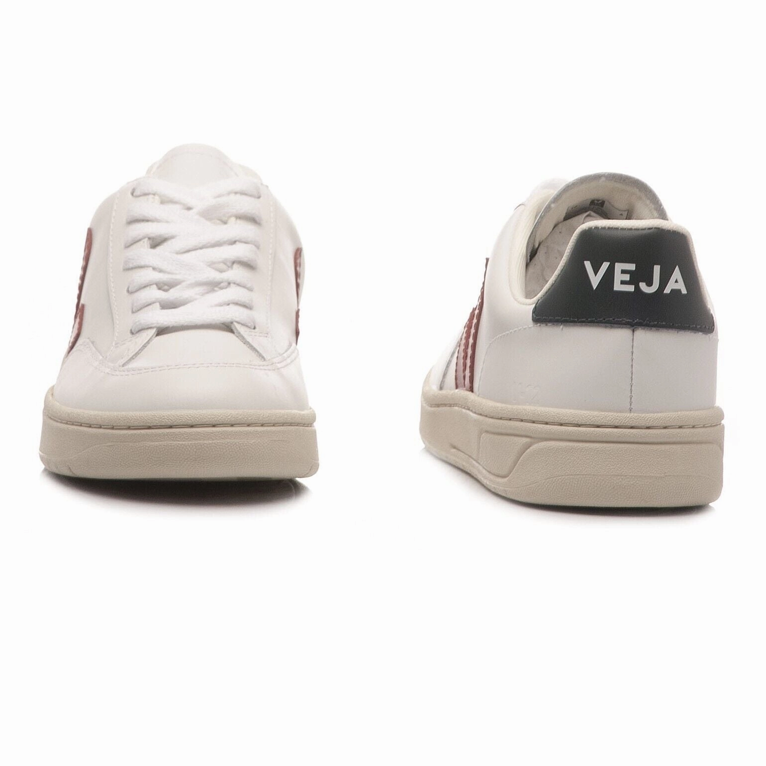 Veja V-12 XD0201955A Sneakers Women's White Marsala Leather Lifestyle Shoes