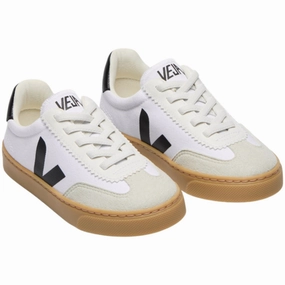 Veja White Black Small Volley Sneakers Kids Sneakers with Laces sale