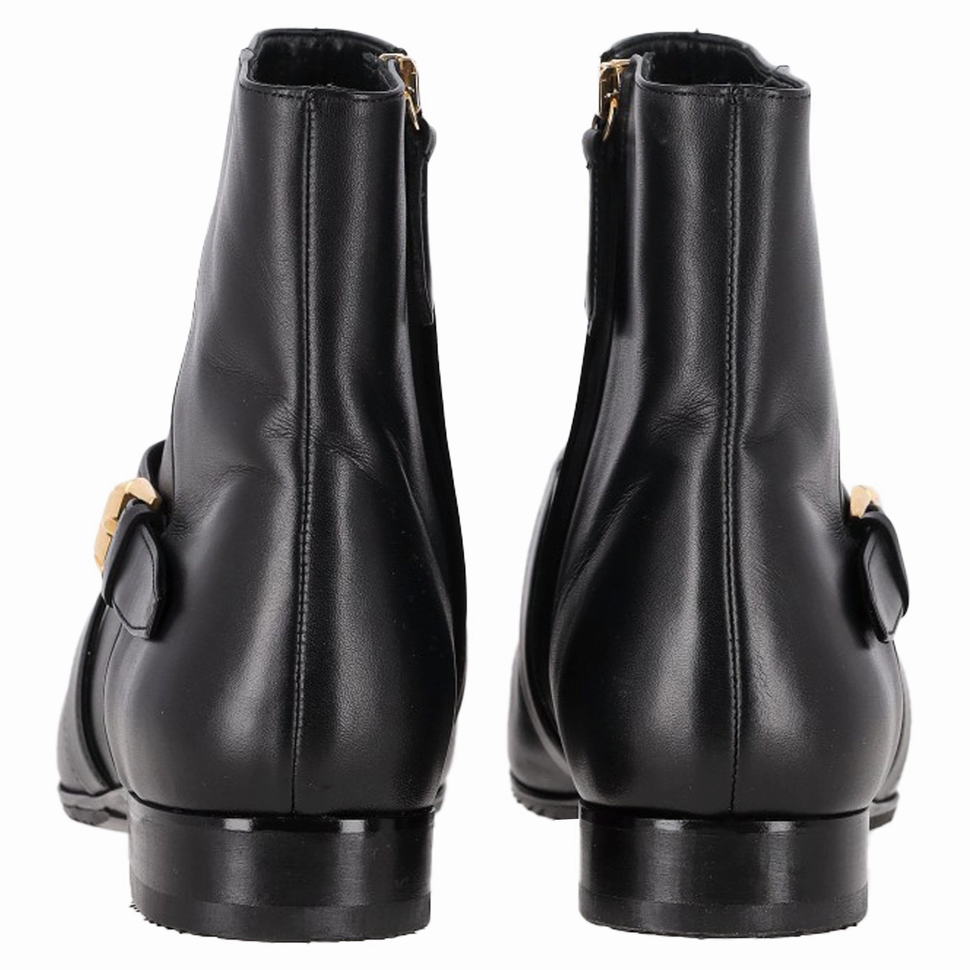 Versace Medusa Buckled Ankle Boots in Black Leather