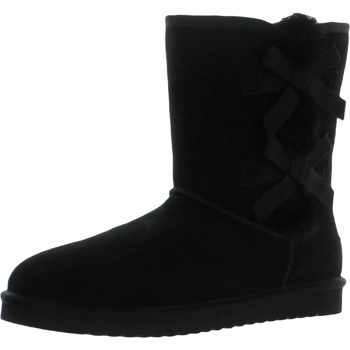 Victoria Short Womens Leather Embellished Shearling Boots