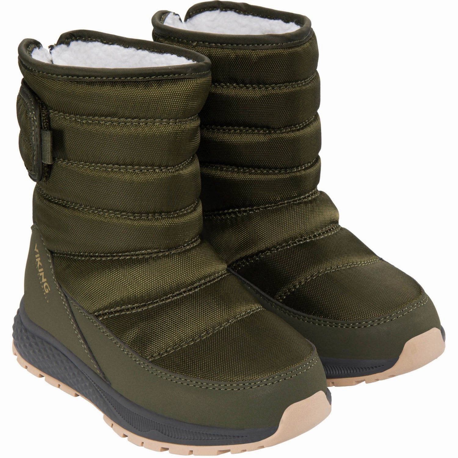 VIKING Olive Equip Warm WP 1V Pull on Cheap Kids Winter Footwear