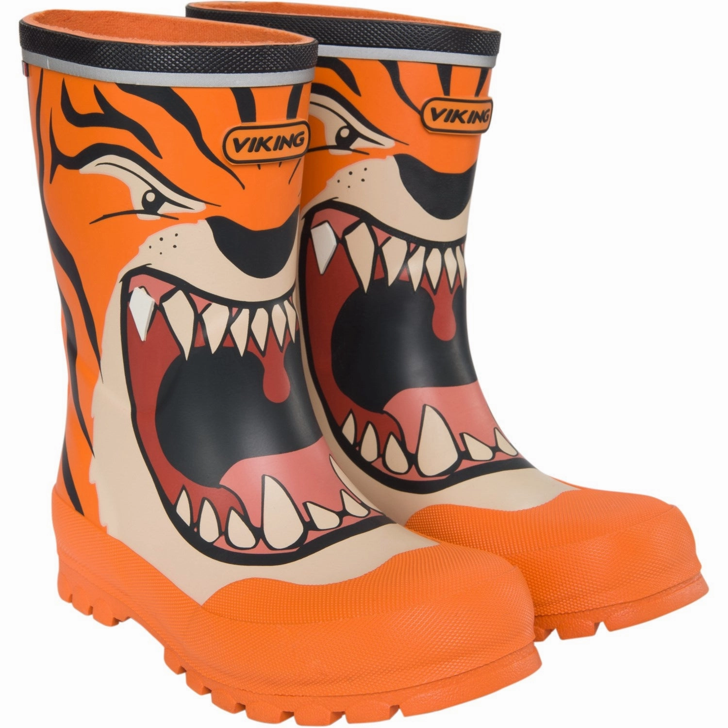 VIKING Orange/Multi Jolly Print Kids Rain Boots with free shipping