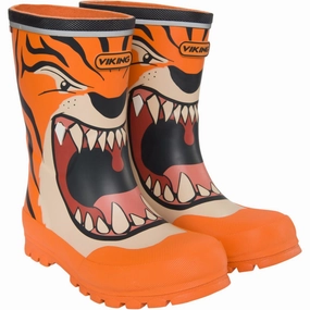 VIKING Orange/Multi Jolly Print Kids Rain Boots with free shipping