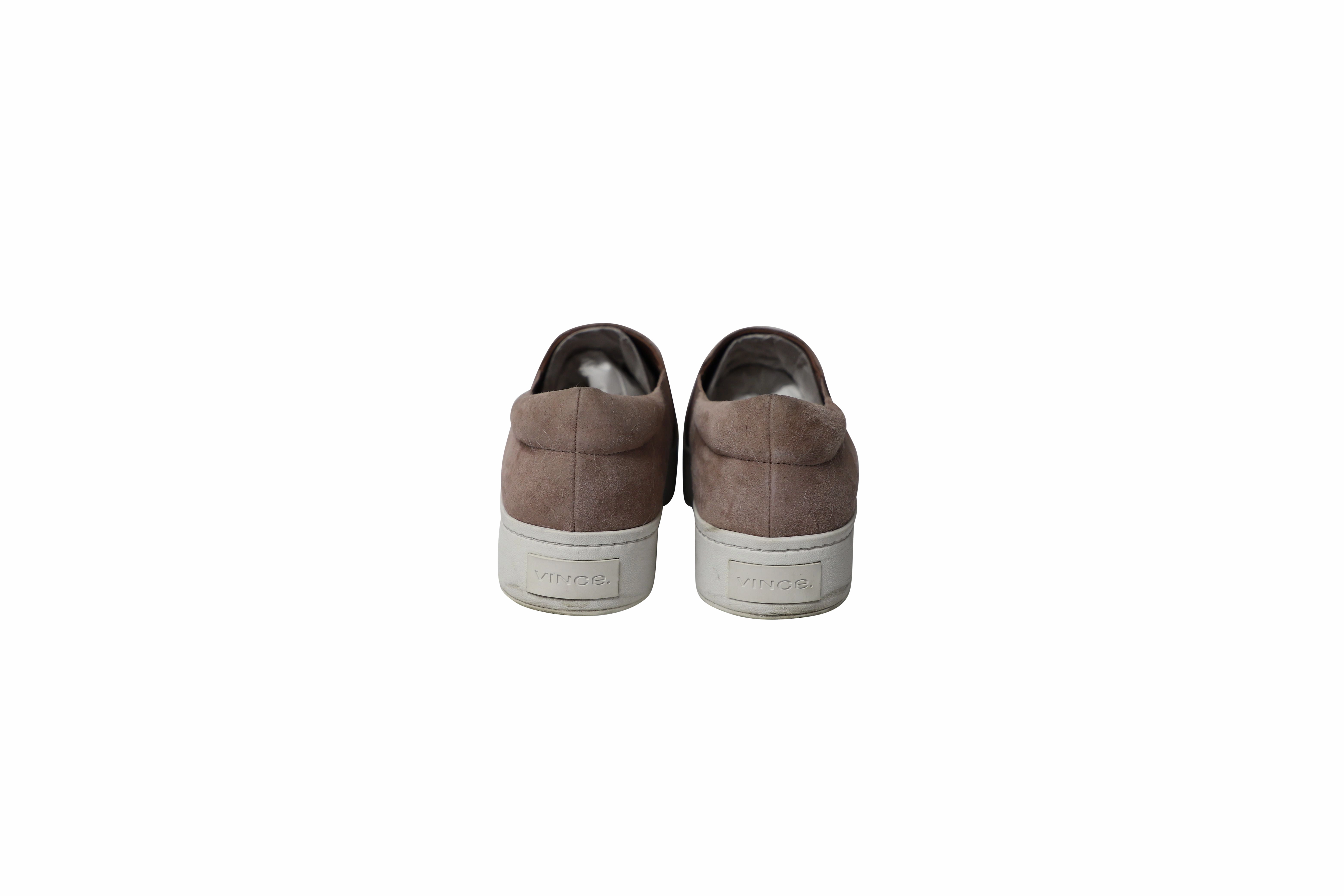 Vince Warren Platform Slip On Sneakers in Beige Suede