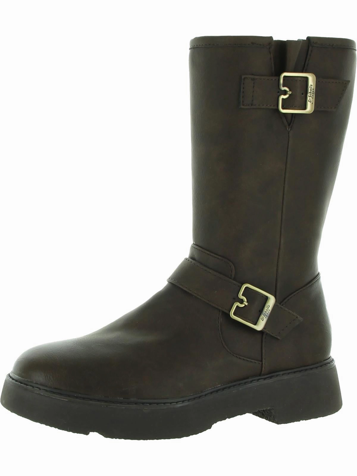 VIP Womens Faux Leather Mid-Calf Motorcycle Boots