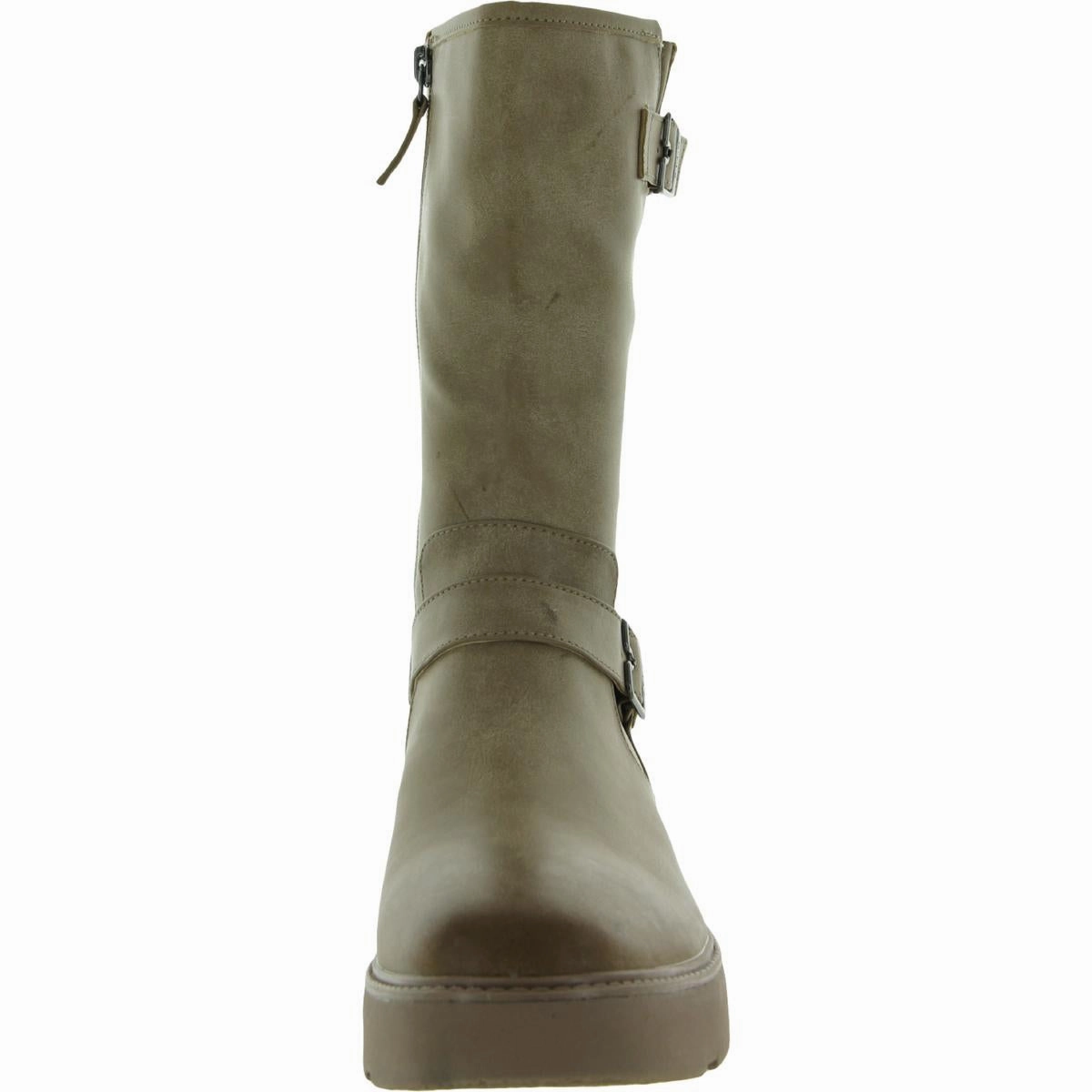 VIP Womens Faux Leather Mid-Calf Motorcycle Boots