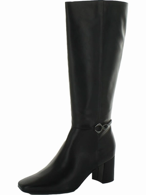 Waylon Womens Faux Leather Square Toe Knee-High Boots Womens Dress Boots for less