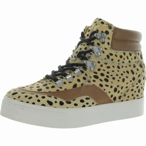 WEBER Womens Leather Calf Hair Casual And Fashion Sneakers Trendy Sneakers for Women