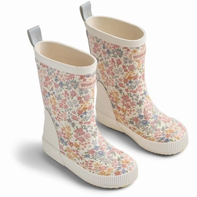 Wheat Bright Flowers Rubber Boot Welly Kids Rain Boots with free shipping