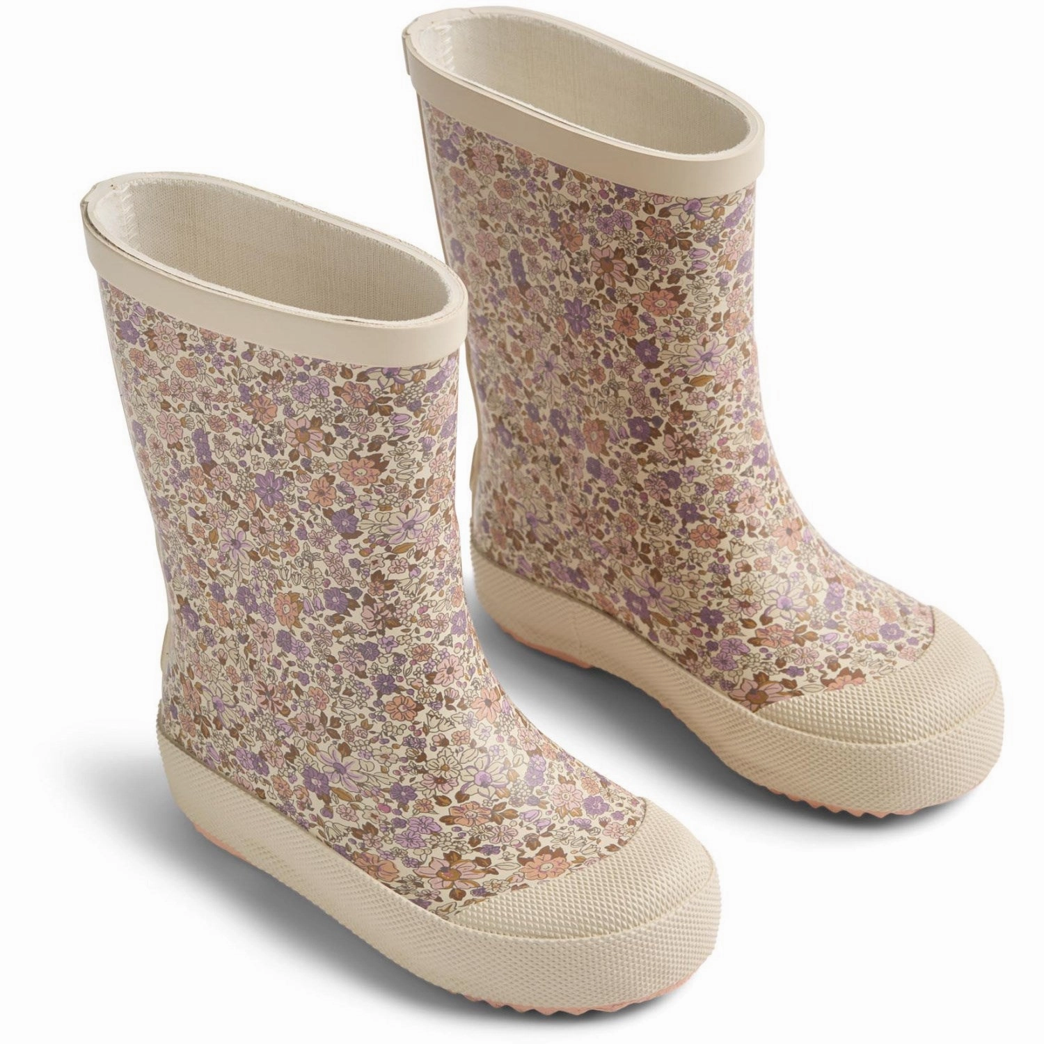 Wheat Lilac Flower Meadow Rubber Boot Muddy Kids Rain Boots with free shipping