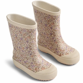 Wheat Lilac Flower Meadow Rubber Boot Muddy Kids Rain Boots with free shipping