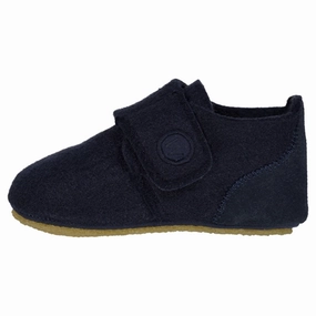 Wheat Marlin Filt Indoor Shoe Navy House Slippers for Kids on sale