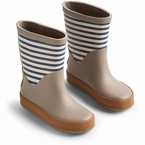 Wheat Rubber Boot Juno Blue Stripe Kids Rain Boots with free shipping