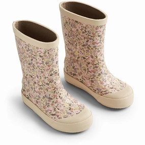 Wheat Rubber Boot Print Muddy Clam Multi Flowers Kids Rain Boots with free shipping