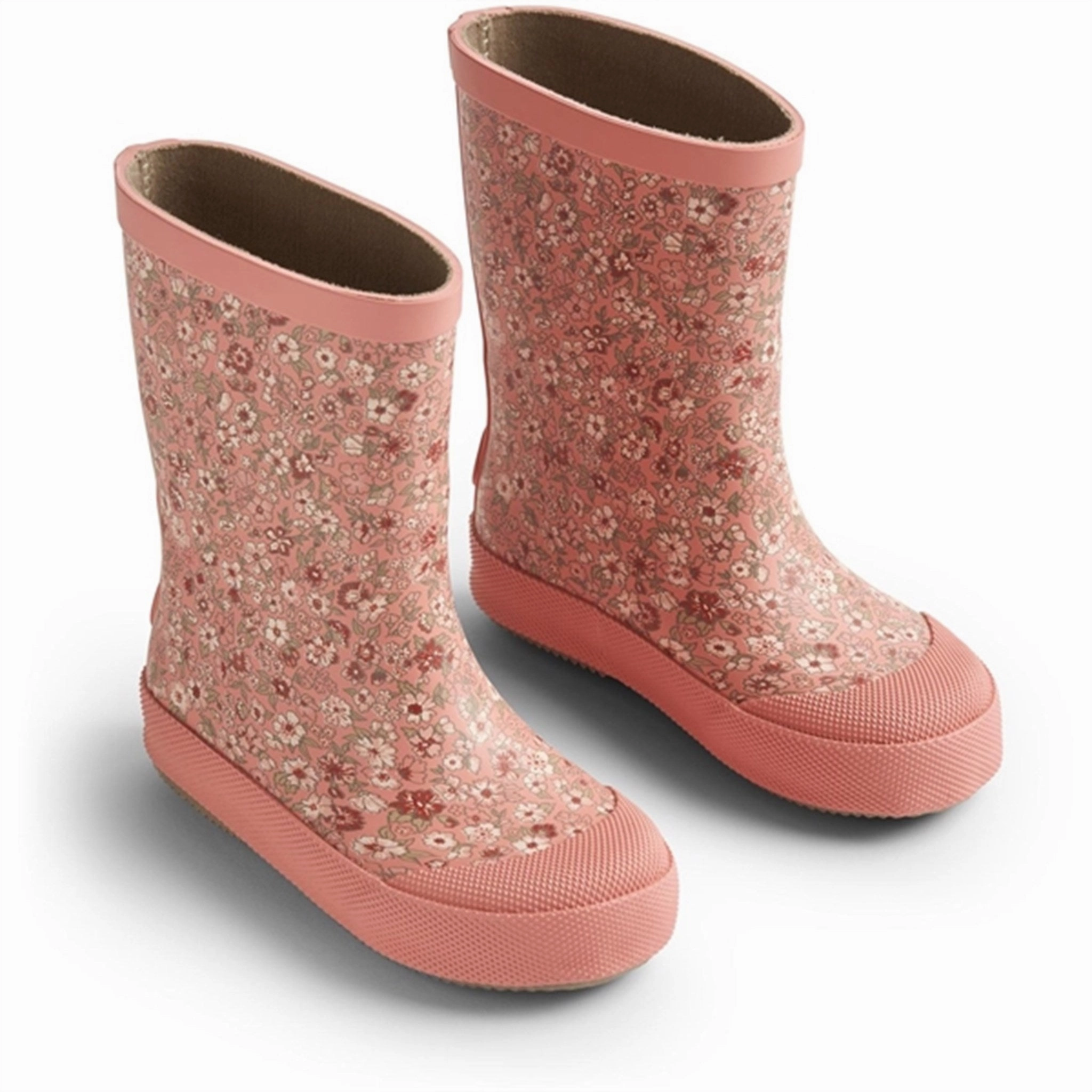 Wheat Rubber Boot Print Muddy Rosette Flowers Kids Rain Boots with free shipping