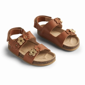 Wheat Sandal Cork Open Toe Clare Flowers Cognac Kids Open Sandals cheap sale