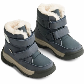 Wheat Winter Boots Millas Double Velcro Tex Navy Cheap Kids Winter Footwear