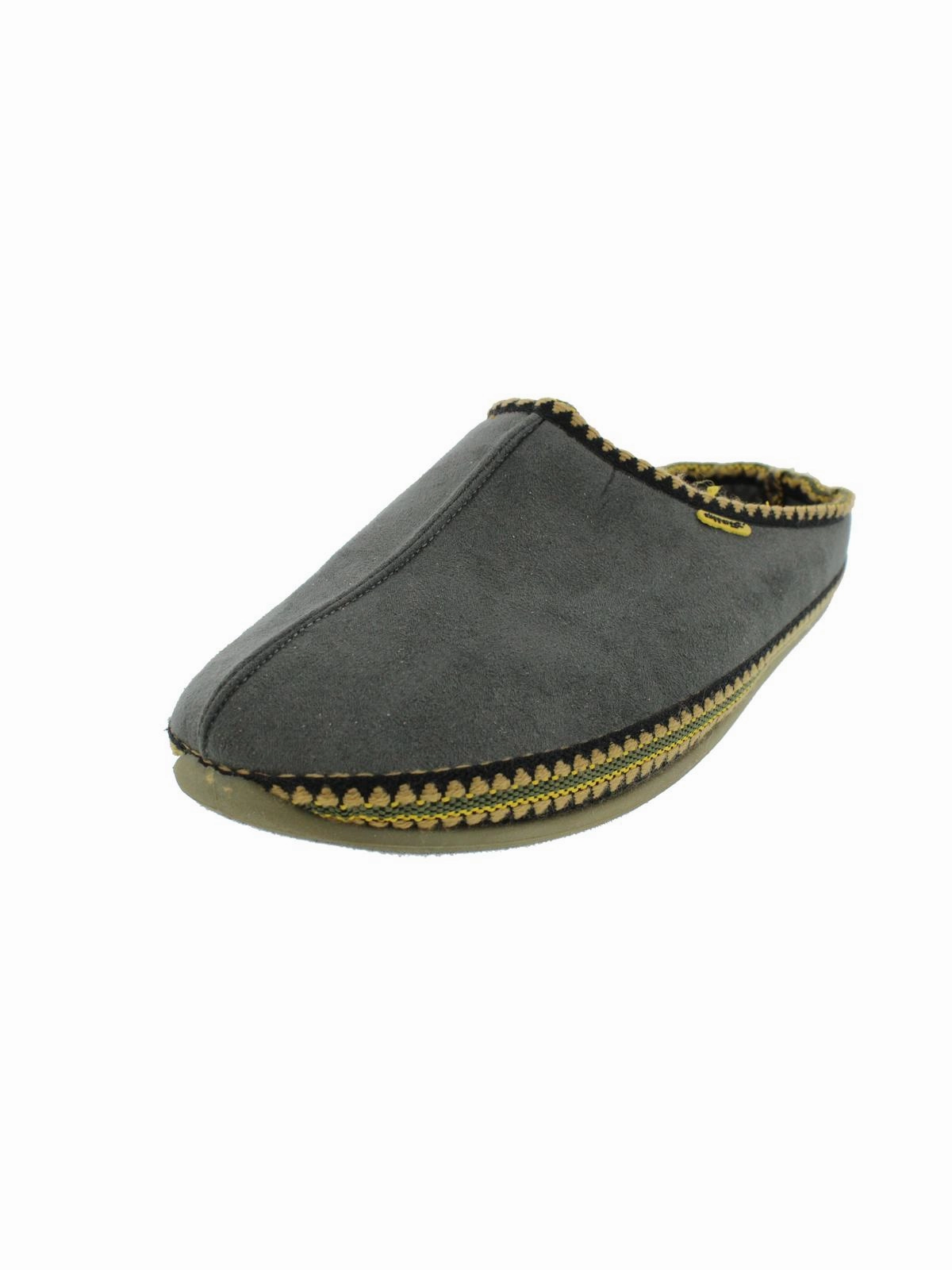 Wherever Mens Faux Suede Knit Trim Mule Slippers