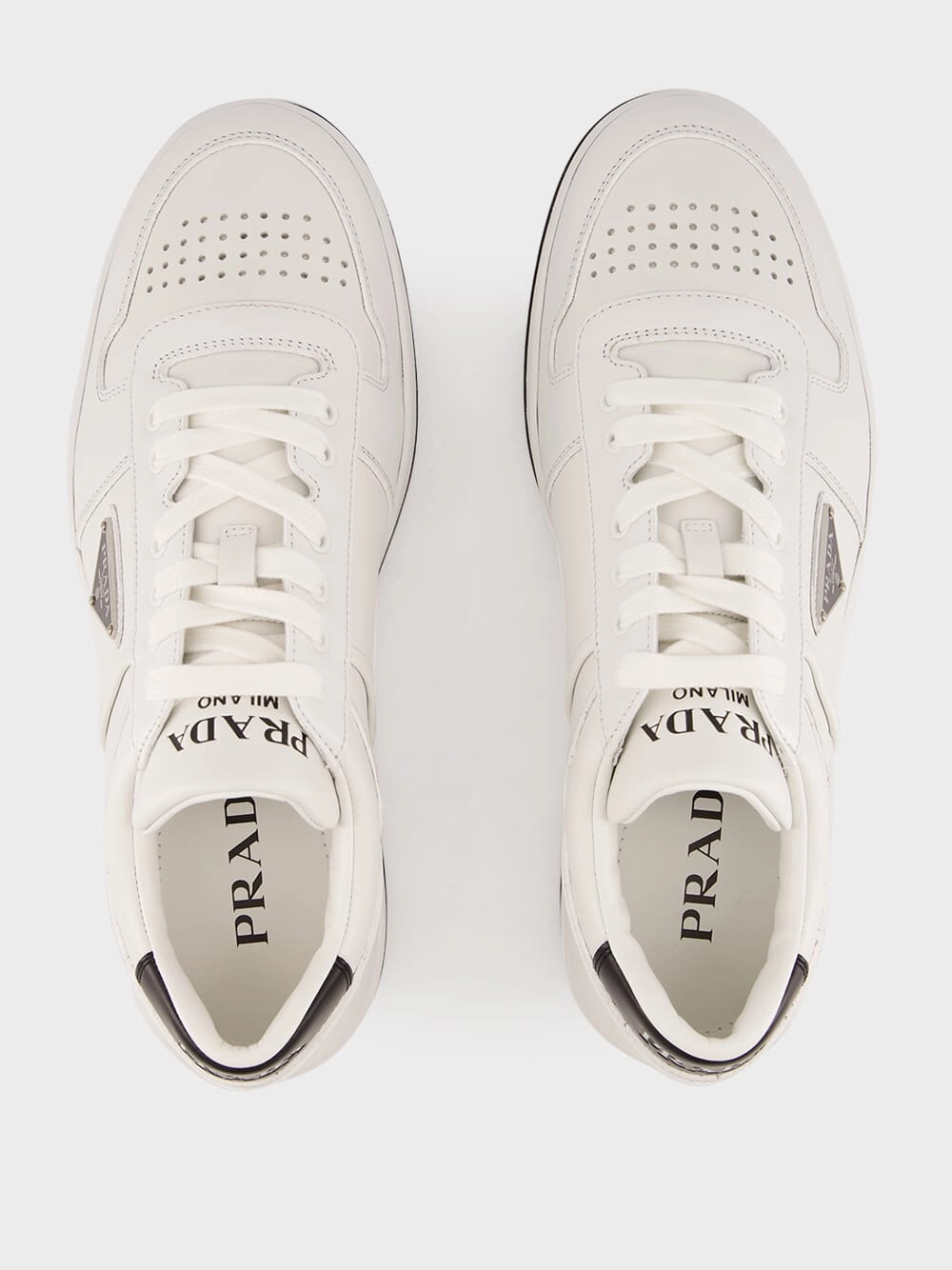 White and Black Downtown Leather Sneakers