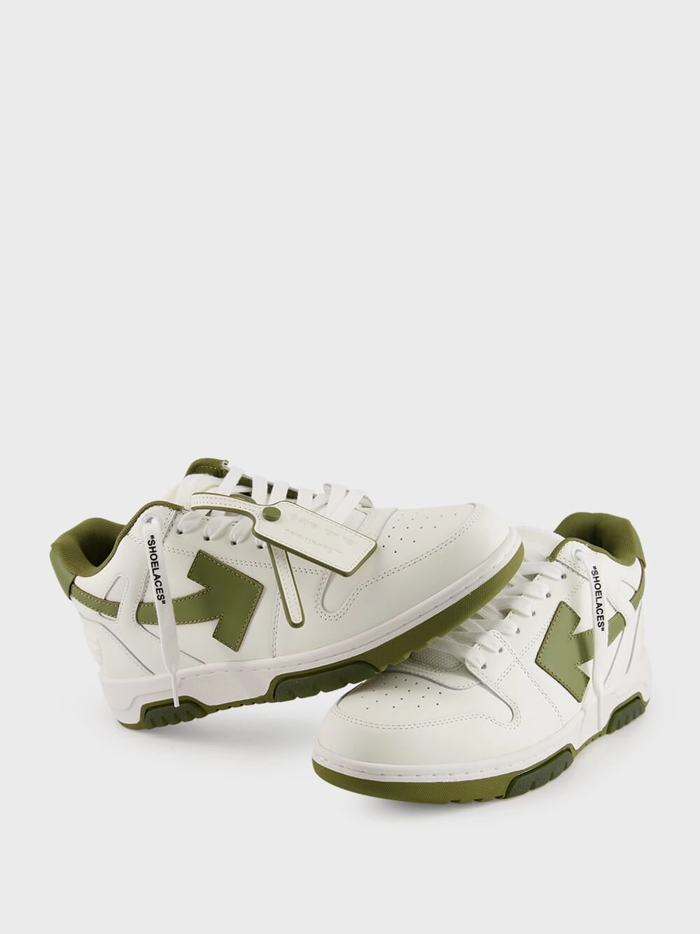 White and Olive Green Out of Office Sneakers