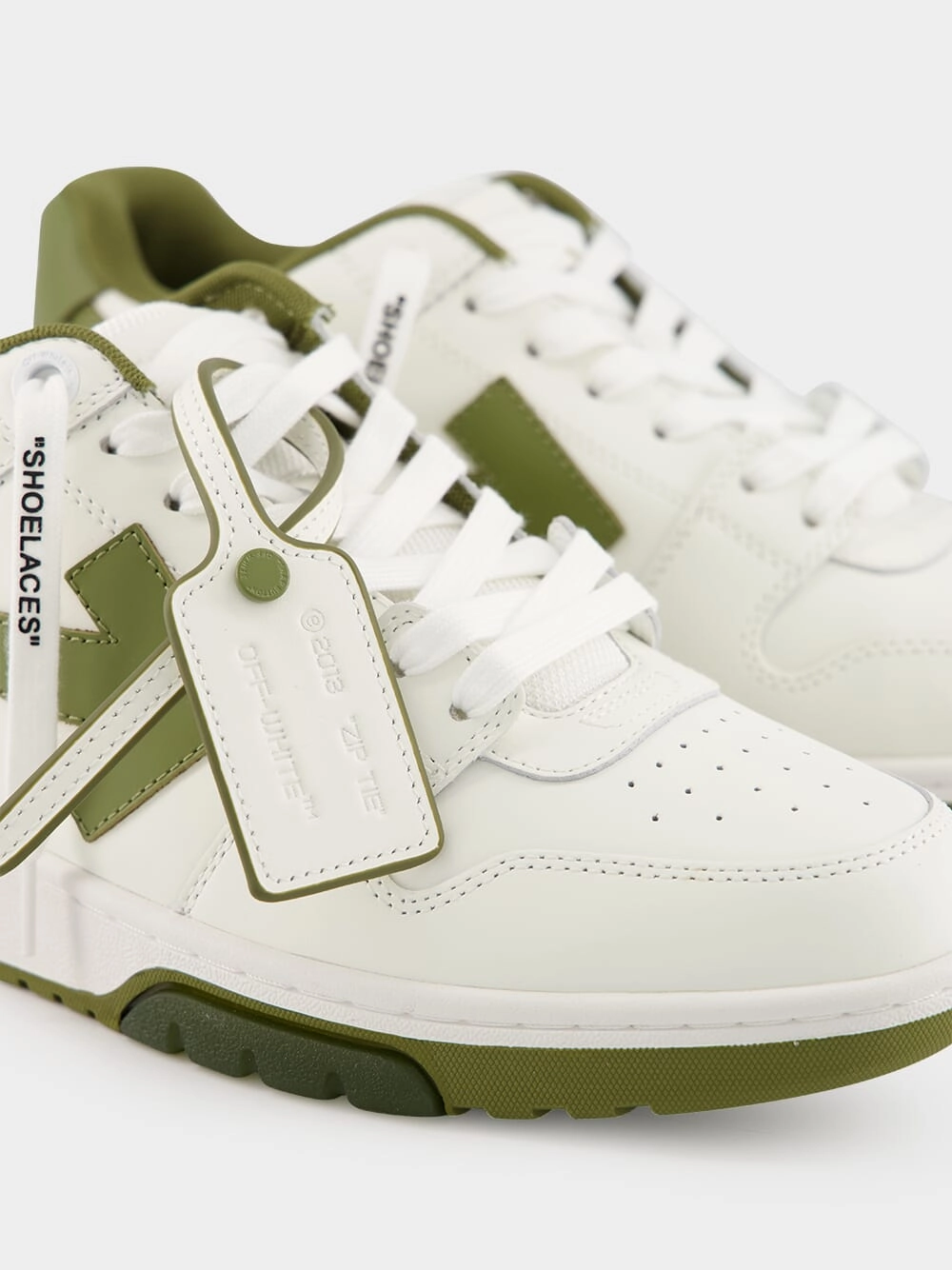 White and Olive Green Out of Office Sneakers