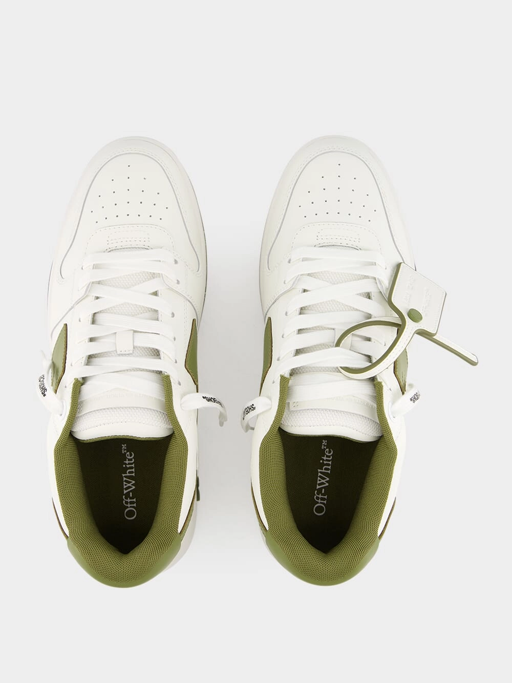 White and Olive Green Out of Office Sneakers