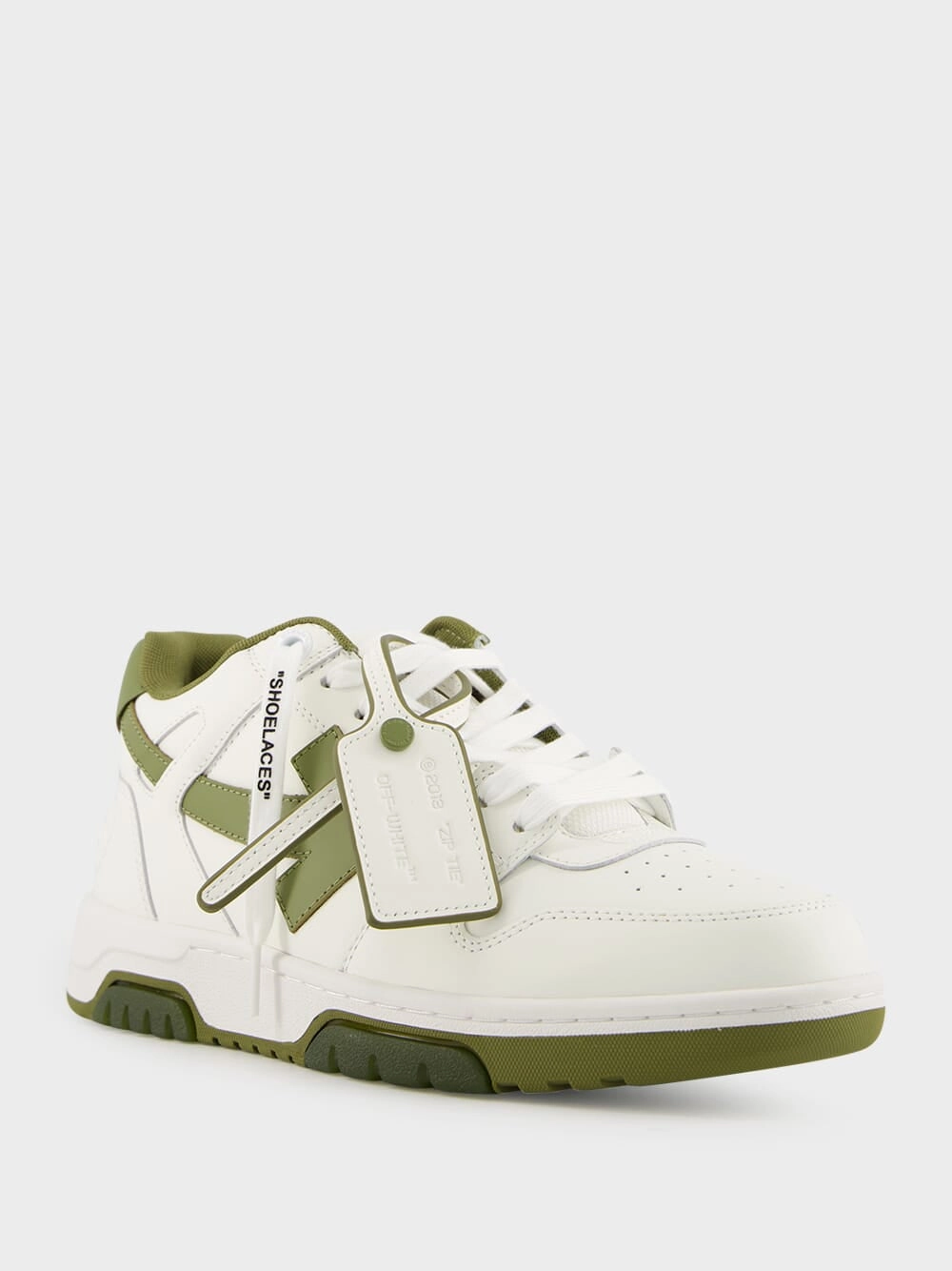 White and Olive Green Out of Office Sneakers