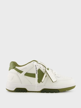 White and Olive Green Out of Office Sneakers Promo deal Mens Sneakers