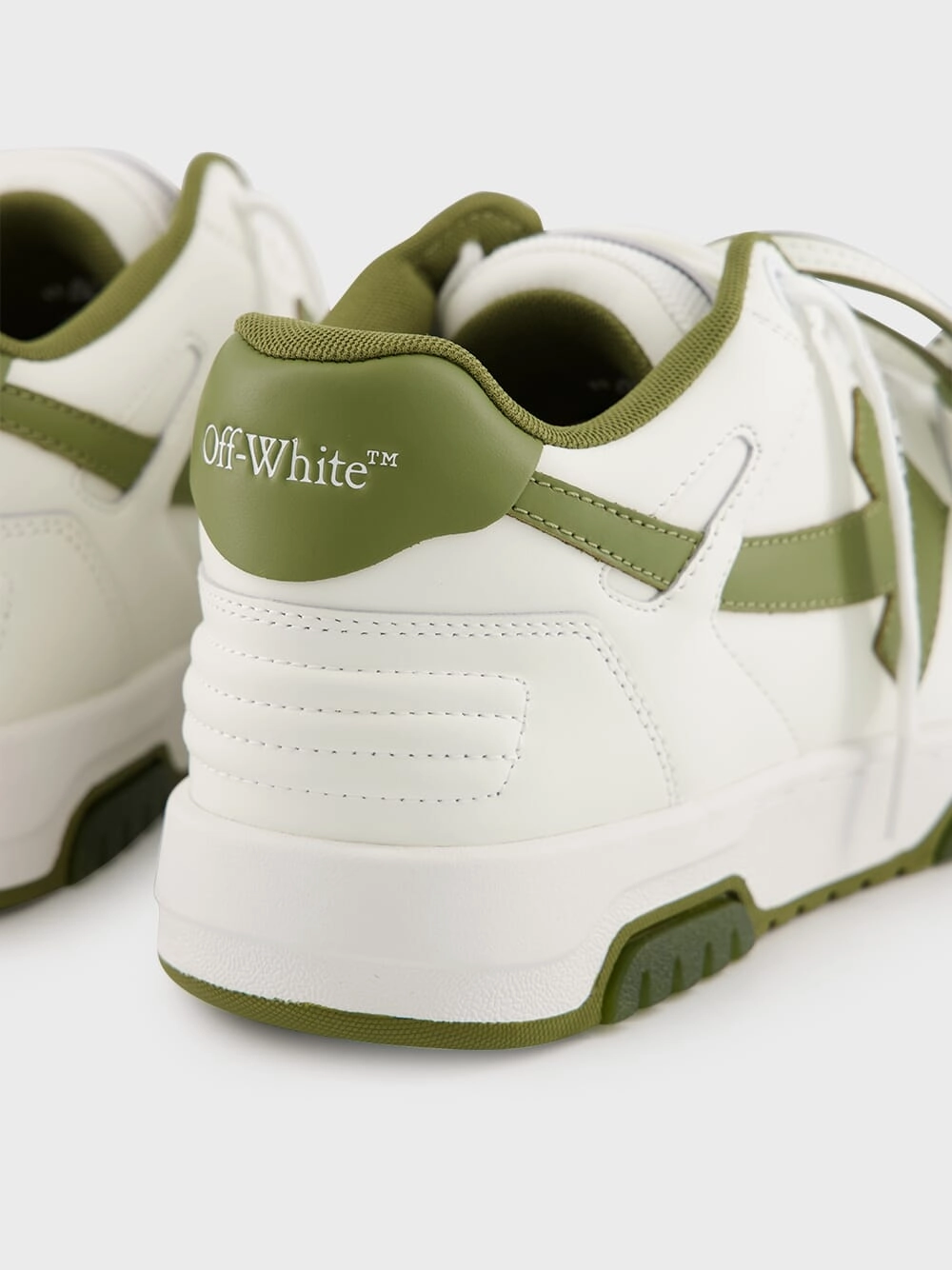 White and Olive Green Out of Office Sneakers