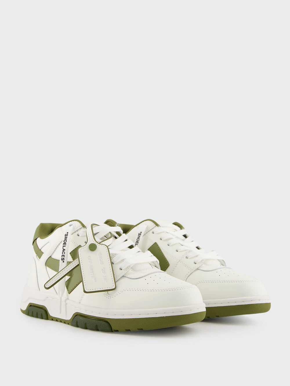 White and Olive Green Out of Office Sneakers