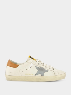 White Brown Superstar Leather Sneakers Promo deal Mens Sneakers