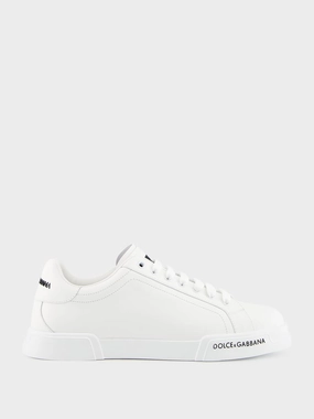 White Calfskin Nappa Portofino Sneakers Promo deal Mens Sneakers