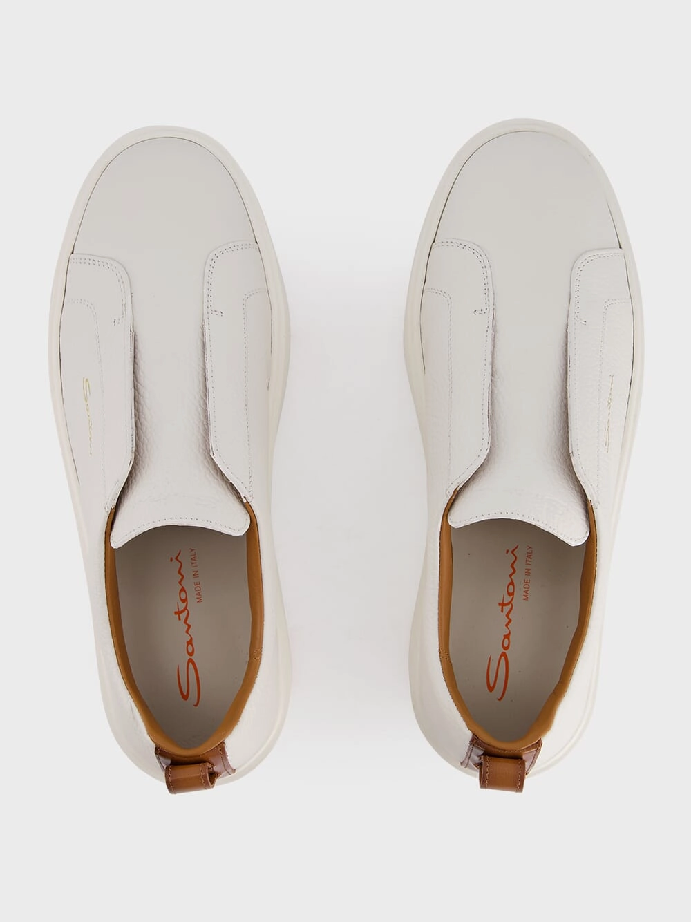 White Leather Slip-On Sneakers