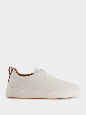 White Leather Slip-On Sneakers Promo deal Mens Sneakers