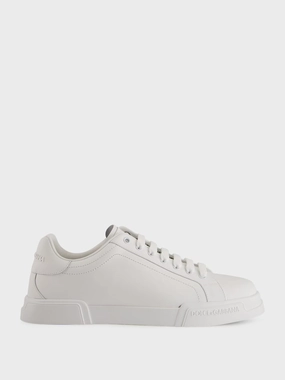 White Low-Top Leather Sneakers Promo deal Mens Sneakers