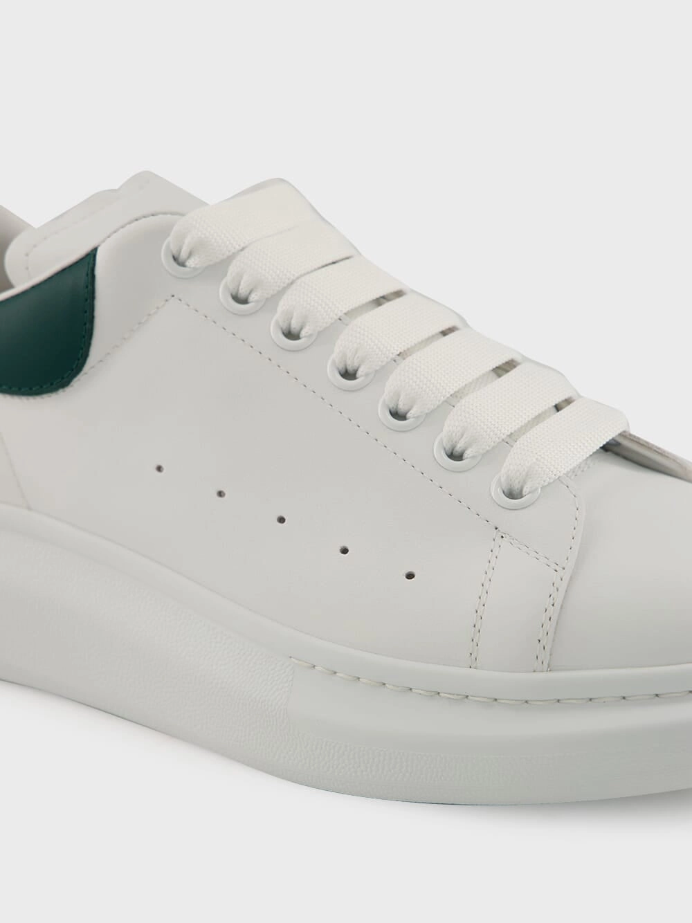 White Oversized Sneakers with Phthalo Green Detail