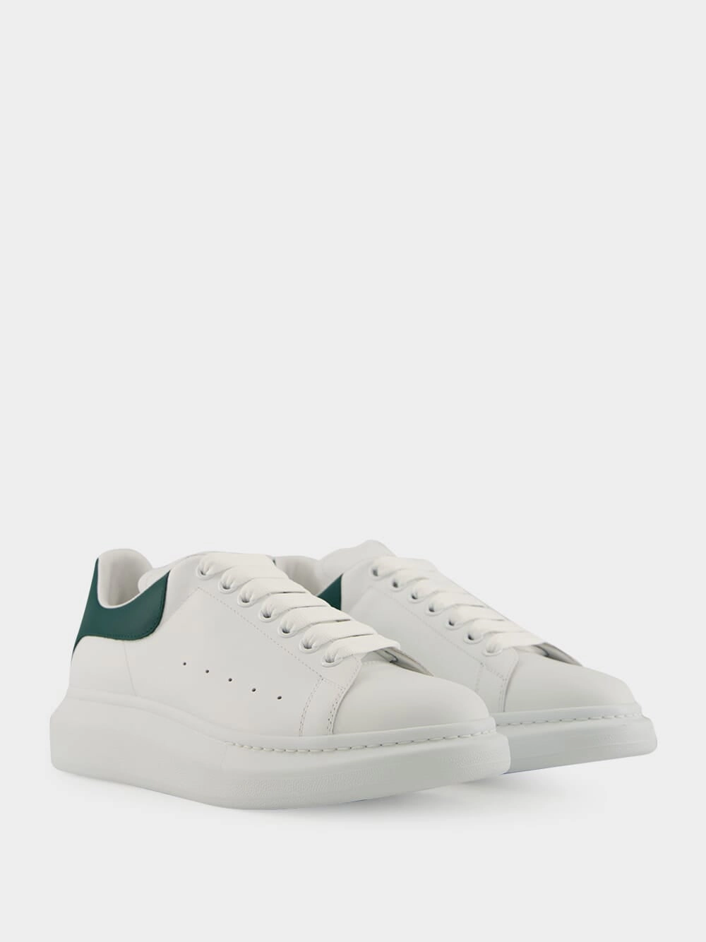 White Oversized Sneakers with Phthalo Green Detail