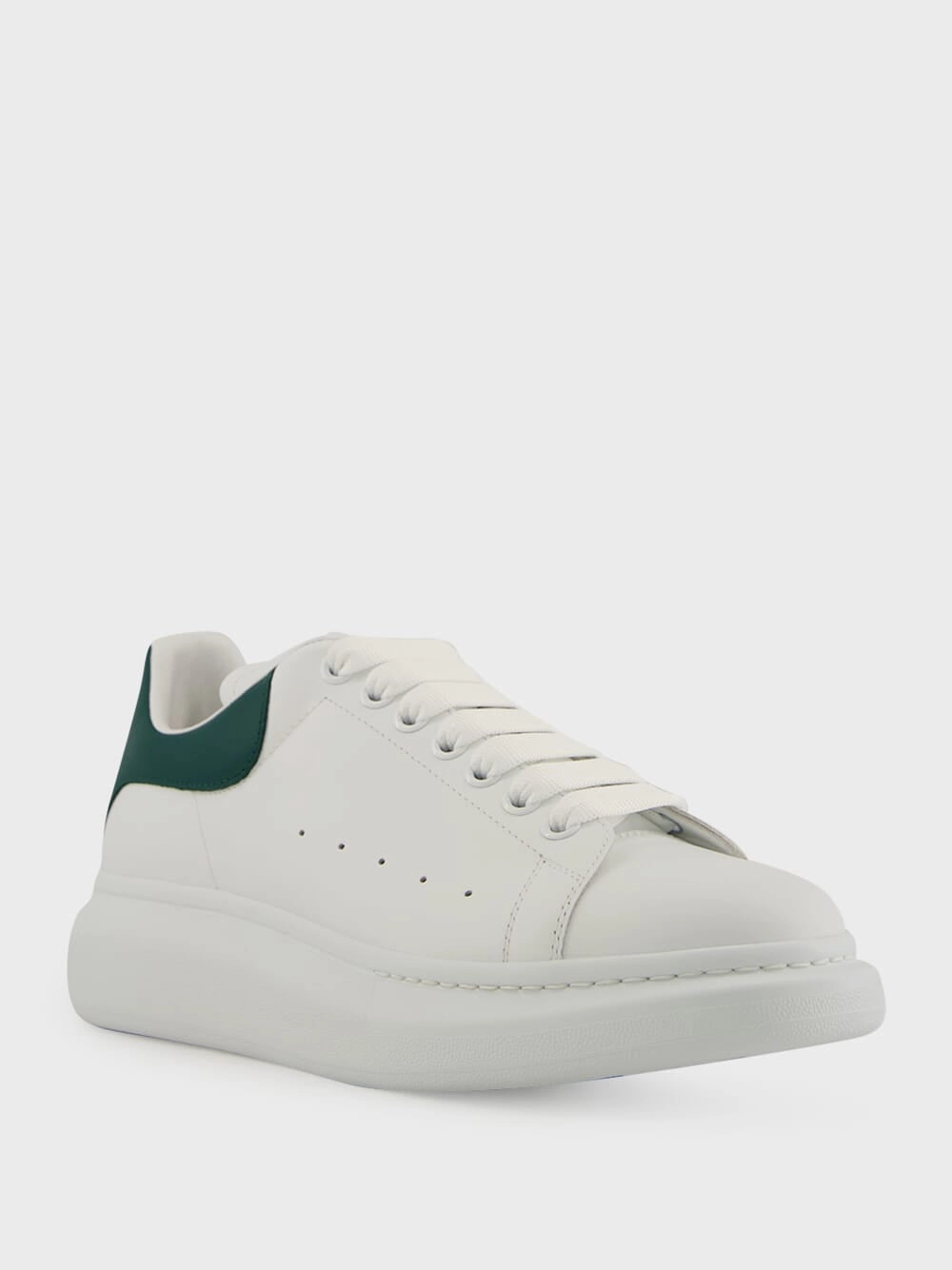 White Oversized Sneakers with Phthalo Green Detail