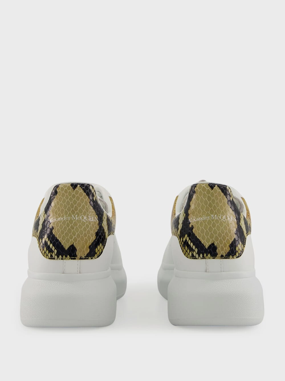 White Oversized Sneakers with Snake Print