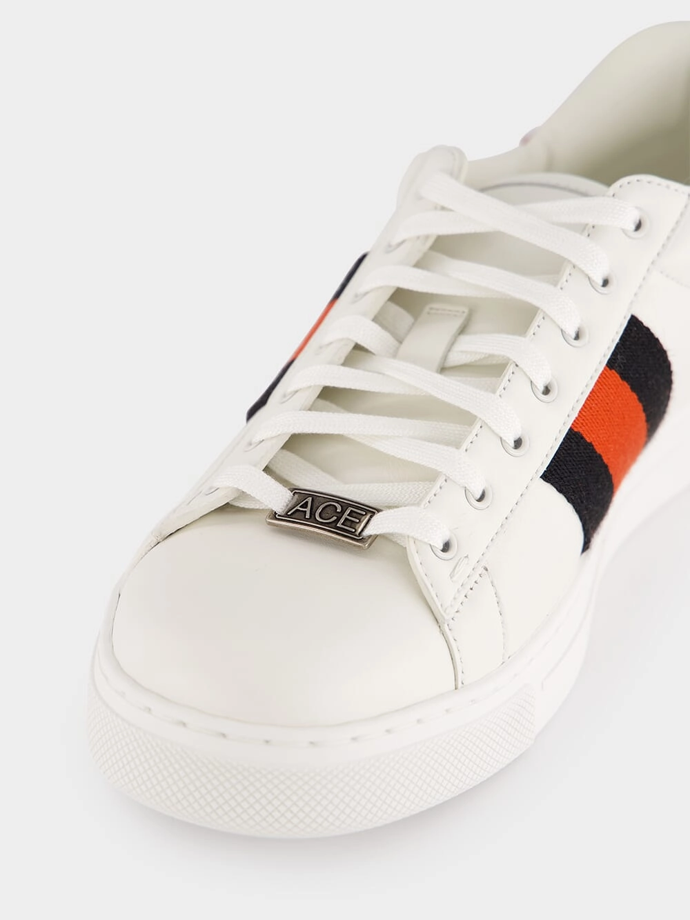 White Plume Leather Sneakers