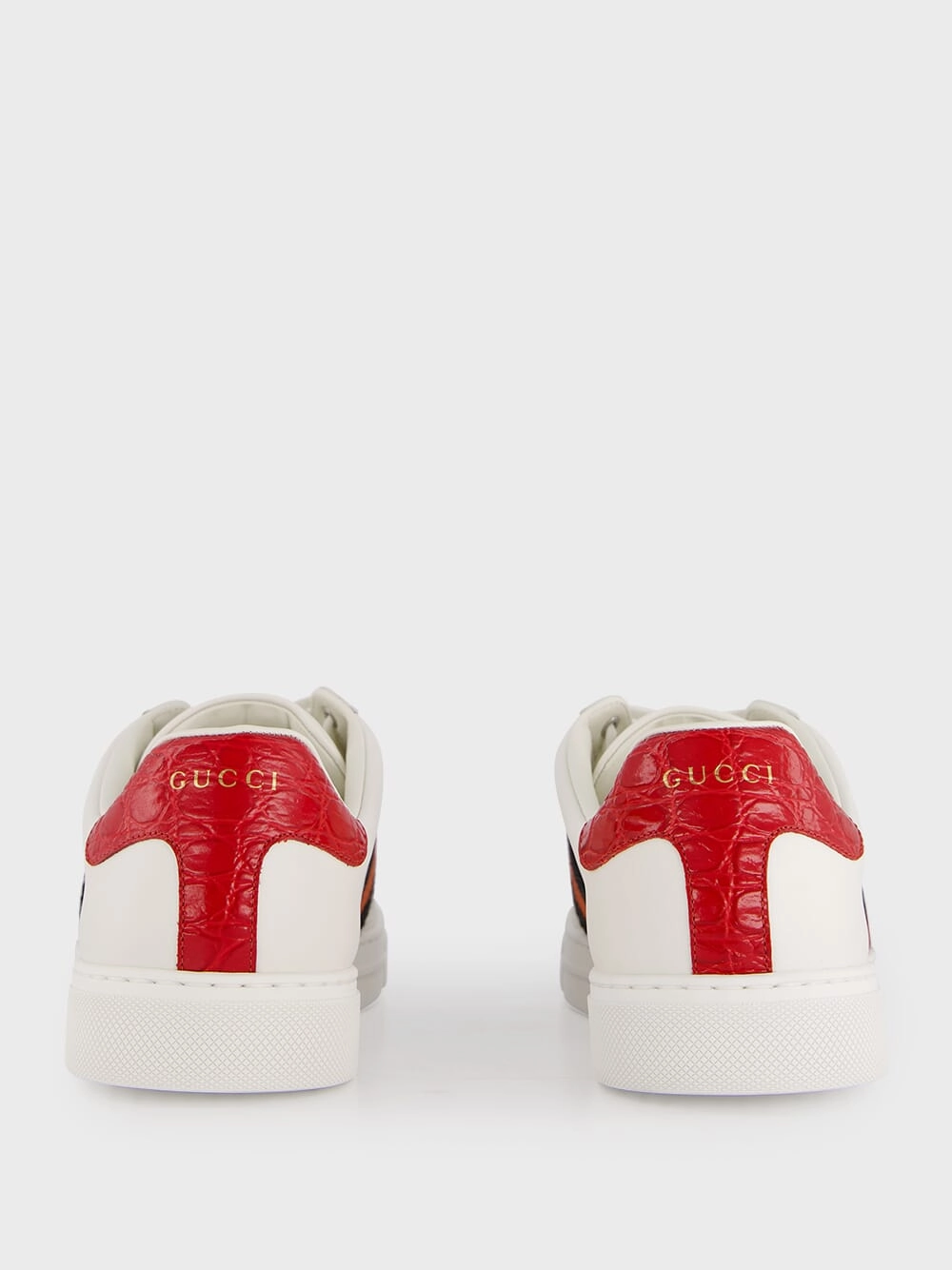 White Plume Leather Sneakers