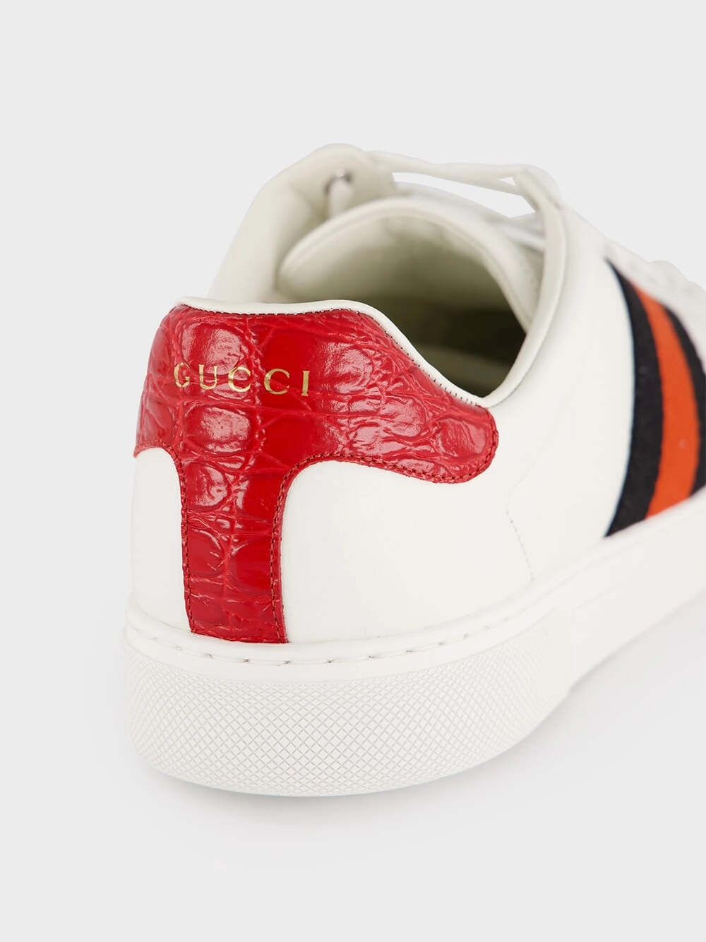 White Plume Leather Sneakers